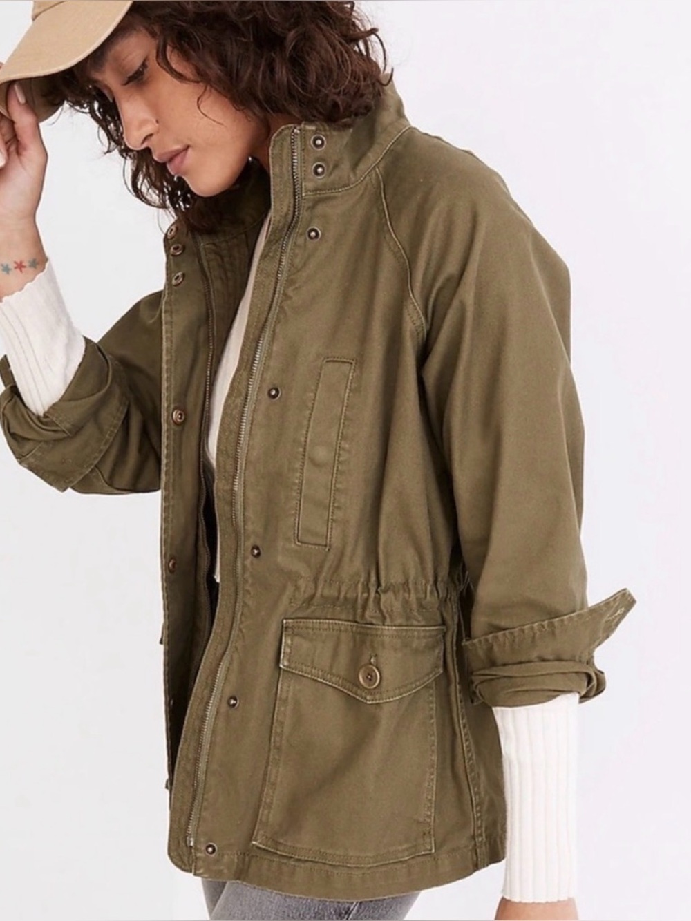 Madewell Olive Utility Zip Jacket